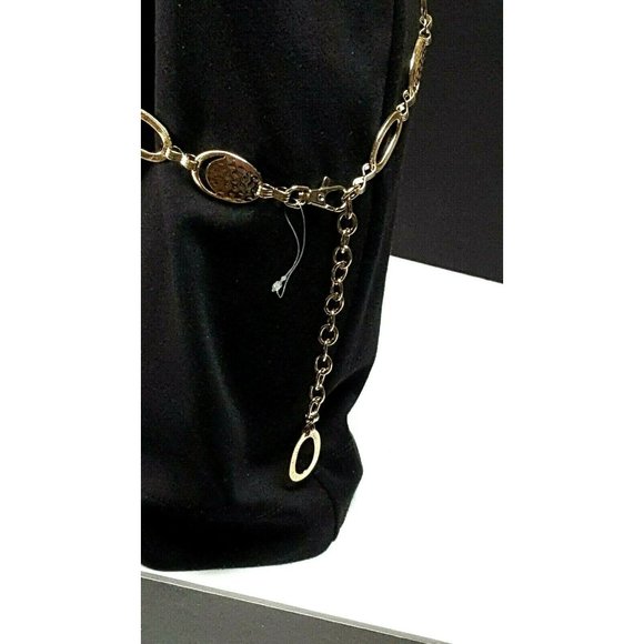 Silver Tone Hammered Metal Oval Chain 19bb4-55 - Picture 4 of 6